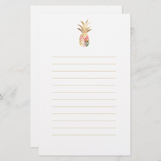 Waterverf gouden ananas Briefpapier (Voorkant / Achterkant)