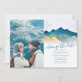 Waterverf Gouden Berg Bruiloft Datum Wijzigen Save The Date (Voorkant)