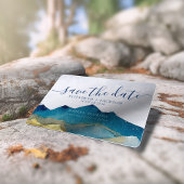 Waterverf Gouden Bergen Buiten Trouwfoto Save The Date