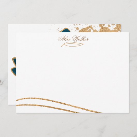 Waterverf Gouden Bestelbriefjes Note Kaart Notitiekaartje (Voorkant / Achterkant)