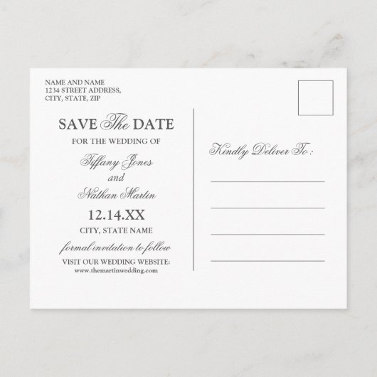 Waterverf Gouden Bloem Save the Date Foto Aankondigingskaart (Achterkant)