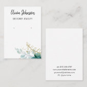 Waterverf Gouden Botanische Sieraden Oorbel Displa Visitekaartje (Voorkant / Achterkant)