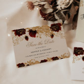 Waterverf Gouden Bourgogne Rozen Save The Date Kaart