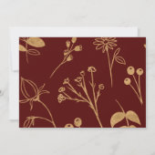 Waterverf Gouden Bourgogne Rozen Save The Date Kaart (Achterkant)