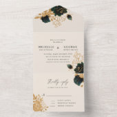 waterverf gouden bruiloft in één uitnodiging (Binnen)