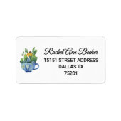 Waterverf Gouden Coneflower in Teacup Adres Etiket (Voorkant)