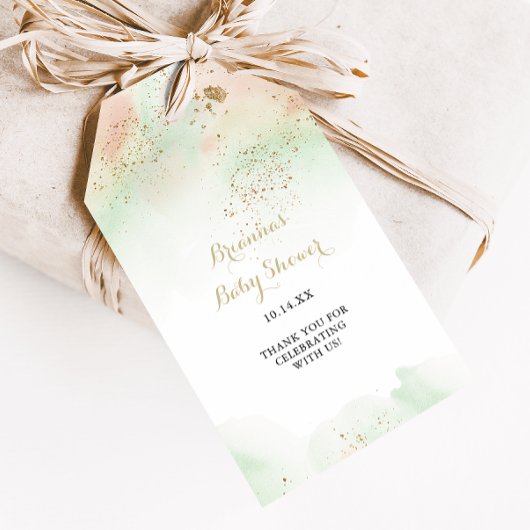 Waterverf Gouden Confetti Baby Shower  Cadeaulabel