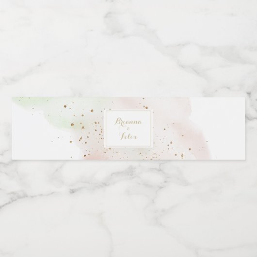 Waterverf gouden Confetti kalligrafie bruiloft Waterfles Etiket (Enkel label)