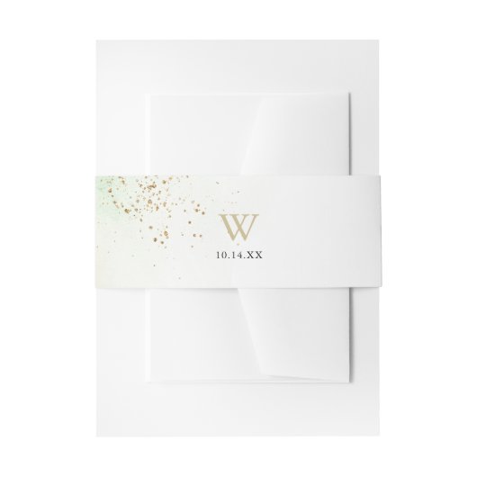 Waterverf Gouden Confetti Monogram Bruiloft Uitnodigingen Wikkel (Voorkant Voorbeeld)