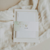 Waterverf Gouden Confetti Monogram Bruiloft Uitnodigingen Wikkel