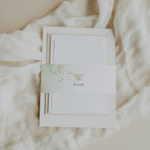 Waterverf Gouden Confetti Monogram Bruiloft