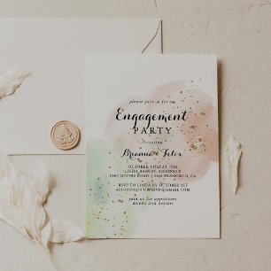 Waterverf Gouden Confetti Verloving Feest  Kaart