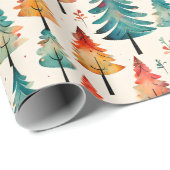 Waterverf gouden en groene kerstbomen cadeaupapier (Rol Hoek)