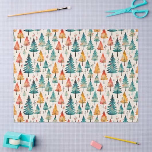 Waterverf gouden en groene kerstbomen tissuepapier (Craft)