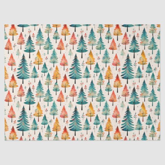 Waterverf gouden en groene kerstbomen tissuepapier (Voorkant)