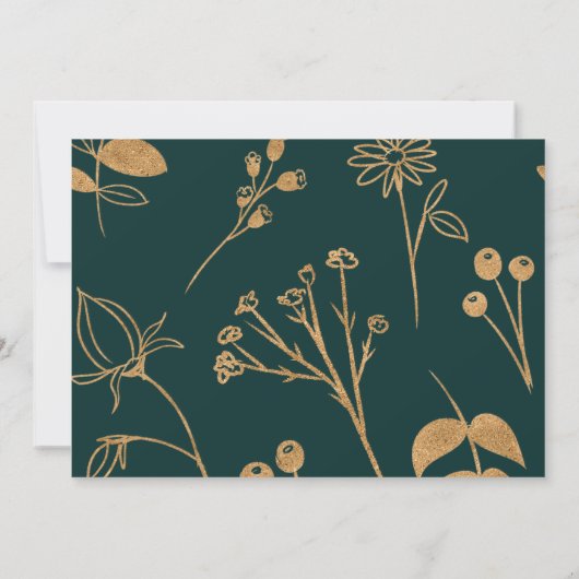 Waterverf gouden en groene Rozen sparen de datum Kaart (Achterkant)