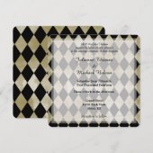 Waterverf gouden en zwarte diamanten bruiloft kaart (Voorkant / Achterkant)