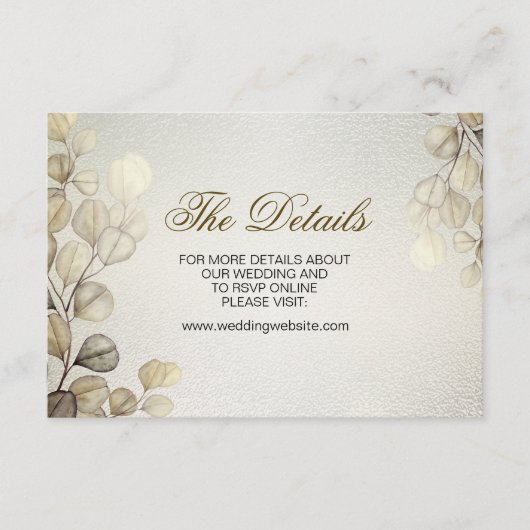 Waterverf Gouden Eucalyptus Foliage Huwelijk Glanz Informatiekaartje (Voorkant)
