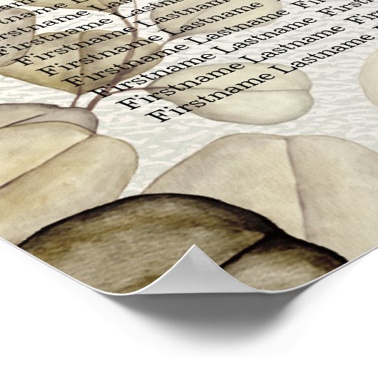 Waterverf Gouden Eucalyptus Foliage Huwelijk Glanz Poster (Hoek)