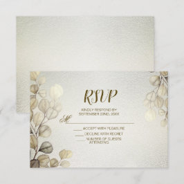 Waterverf Gouden Eucalyptus Foliage Huwelijk Glanz RSVP Kaartje