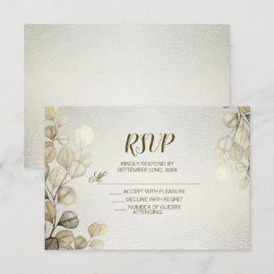 Waterverf Gouden Eucalyptus Foliage Huwelijk Glanz RSVP Kaartje