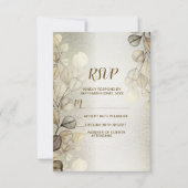 Waterverf Gouden Eucalyptus Foliage Huwelijk Glanz RSVP Kaartje (Voorkant)