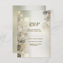 Waterverf Gouden Eucalyptus Foliage Huwelijk Glanz RSVP Kaartje