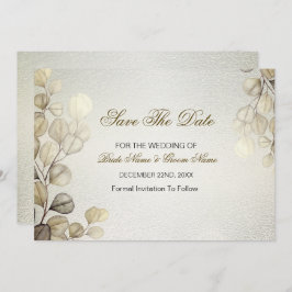 Waterverf Gouden Eucalyptus Foliage Huwelijk Glanz Save The Date