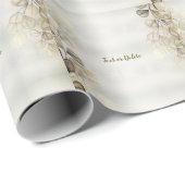 Waterverf Gouden Eucalyptusblad Glanzend Elegant Cadeaupapier (Rol Hoek)