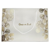 Waterverf Gouden Eucalyptusblad Glanzend Elegant Groot Cadeauzakje (Voorkant)