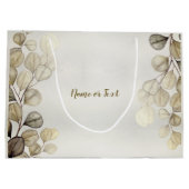 Waterverf Gouden Eucalyptusblad Glanzend Elegant Groot Cadeauzakje (Achterkant)