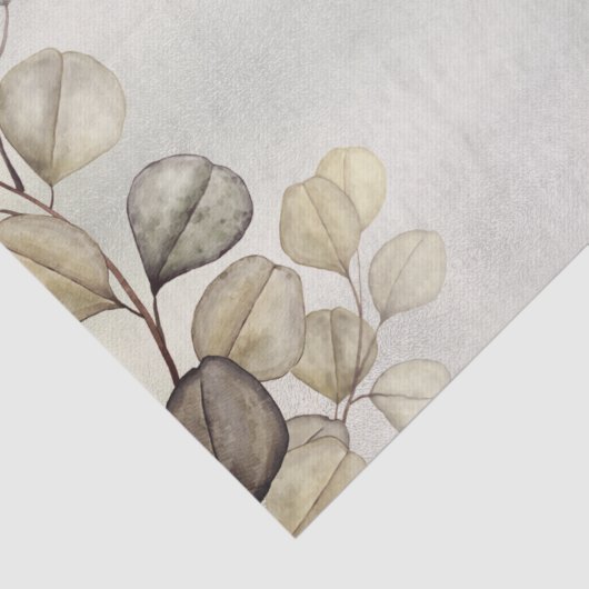 Waterverf Gouden Eucalyptusblad Glanzend Elegant Tissuepapier (Detail)