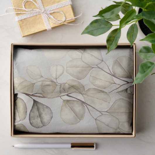 Waterverf Gouden Eucalyptusblad Glanzend Elegant Tissuepapier (Geschenk)