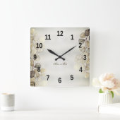 Waterverf Gouden Eucalyptusblad Glanzend Elegant Vierkante Klok (Huis)