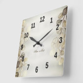 Waterverf Gouden Eucalyptusblad Glanzend Elegant Vierkante Klok (Hoek)