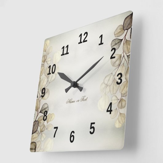 Waterverf Gouden Eucalyptusblad Glanzend Elegant Vierkante Klok (Hoek)