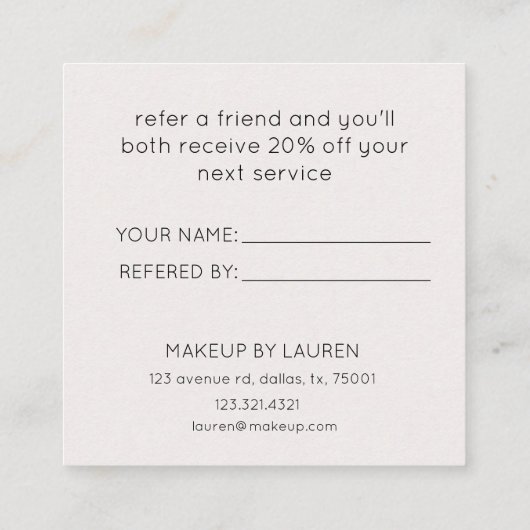 waterverf gouden faux folie moderne Loyalty Kaart Vierkante Visitekaartje (Achterkant)