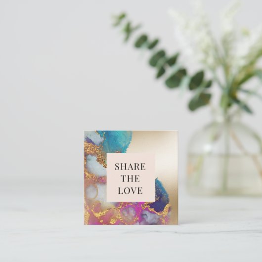 waterverf gouden faux folie moderne Loyalty Kaart Vierkante Visitekaartje (Staand voorkant)