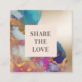 waterverf gouden faux folie moderne Loyalty Kaart Vierkante Visitekaartje