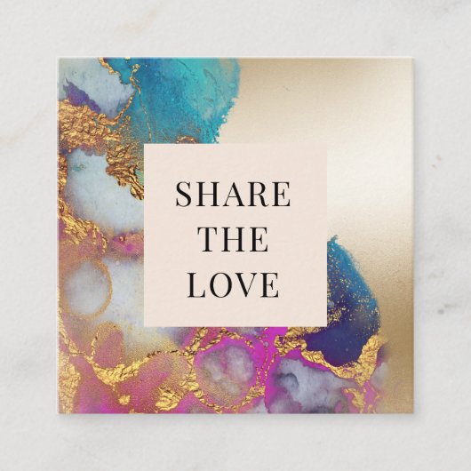 waterverf gouden faux folie moderne Loyalty Kaart Vierkante Visitekaartje (Voorkant)