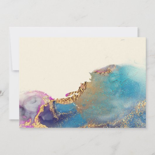 waterverf gouden faux Quinceanera Fotouitnodiging Kaart (Achterkant)