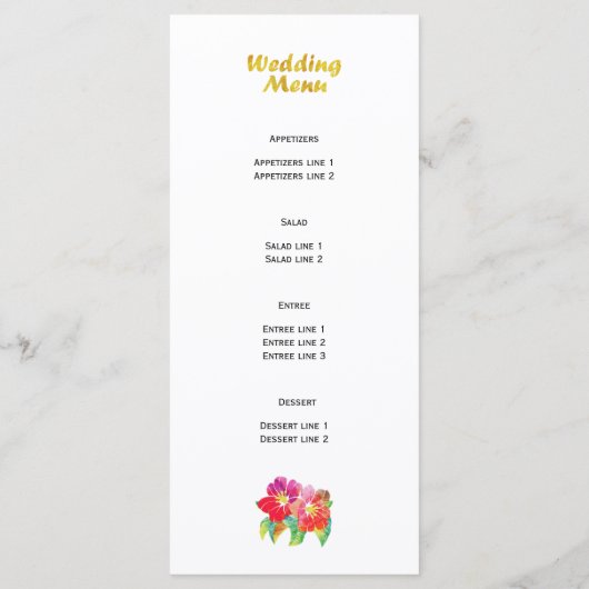 Waterverf gouden folie bloemenbruiloft kaart (Achterkant)