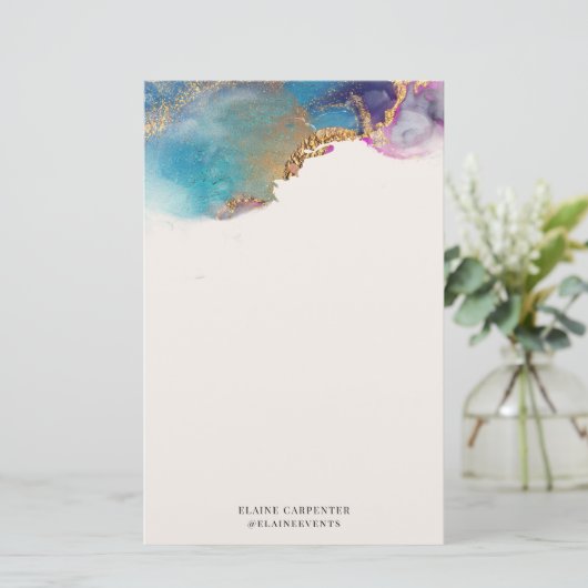 Waterverf Gouden Folie Monogram Papier Papier (Staand voorkant)