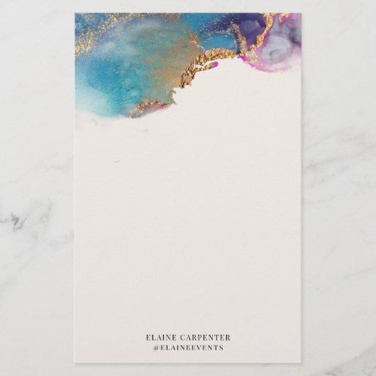 Waterverf Gouden Folie Monogram Papier Papier (Voorkant)