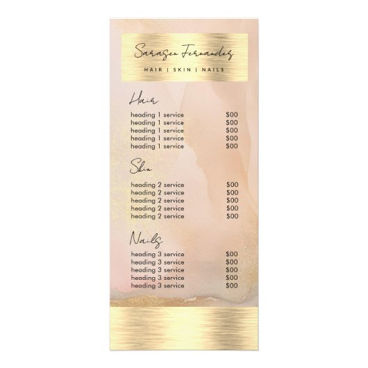 Waterverf Gouden Folie Prijs Blush Roze Elegant Reclamekaart (Voorkant)