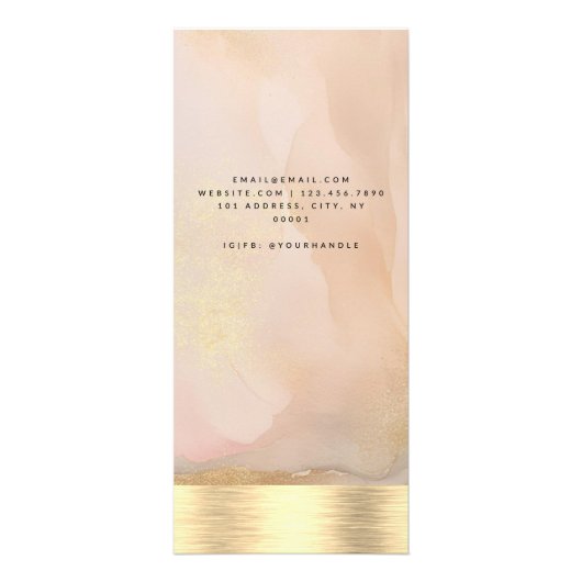 Waterverf Gouden Folie Prijs Blush Roze Elegant Reclamekaart (Achterkant)