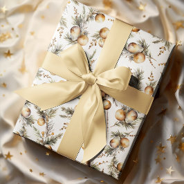 Waterverf gouden gebladerte kerst inpakpapier vel