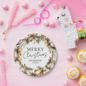 Waterverf gouden gebladerte kerst papieren bordje (Feest)