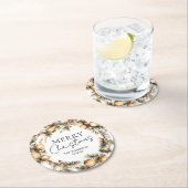 Waterverf gouden gebladerte kerst ronde kartonnen onderzetter (Insitu)