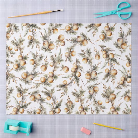 Waterverf gouden gebladerte kerst tissuepapier (Craft)